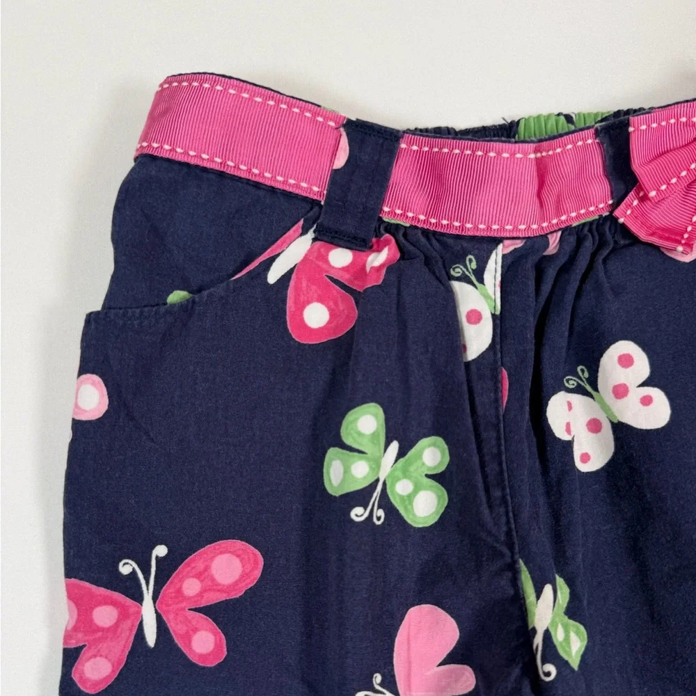 GYMBOREE Girls Butterfly Print Cotton Pants 18 To 24‎ Months Navy Pink